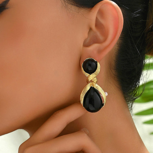 Geometric Pearl Design Stud Earrings